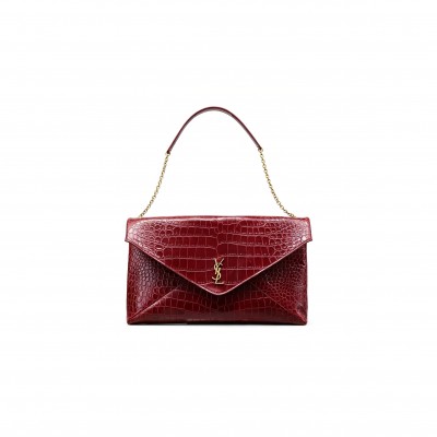 YSL CASSANDRE LARGE POUCH ON CHAIN IN CROCODILE-EMBOSSED LEATHER 841702 (35*22*3cm)
